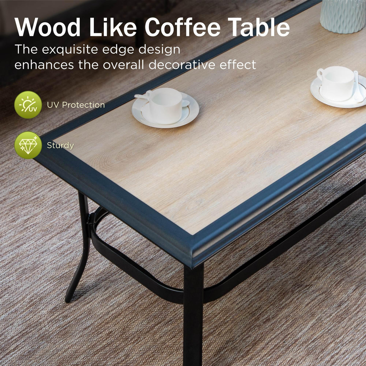 PHI VILLA Outdoor Modern Patio Furniture Set, Upgraded Wicker&Metal Patio Furniture Conversation Set with Waterproof Thick Cushions for Porch, Poolside, Deck, and Yard (4 Pieces,Beige) PHI VILLA