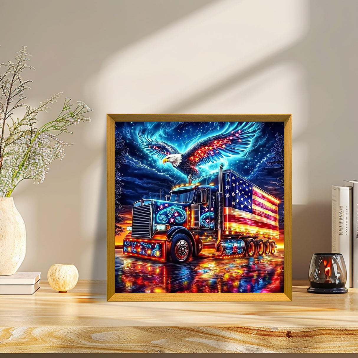 Bowetile Independence Day Eagle Diamond Art Kits for Adults, 4th of July Gifts Diamond Painting Car Kit, DIY Full Round Drill Diamond Dots Paintings Picture Gem Art Craft for Home Decor 12x12 Inch Bowetile