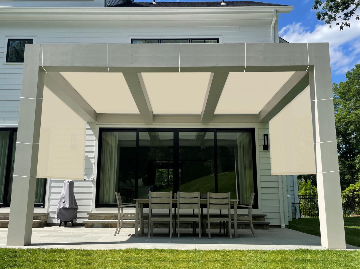 Windscreen4less 16' x 5' Universal Waterproof Replacement Shade Cover Canopy for Pergola Patio Privacy Shade Screen with Grommets on 2 Sides Includes Weighted Rods UV Block Beige Windscreen4less