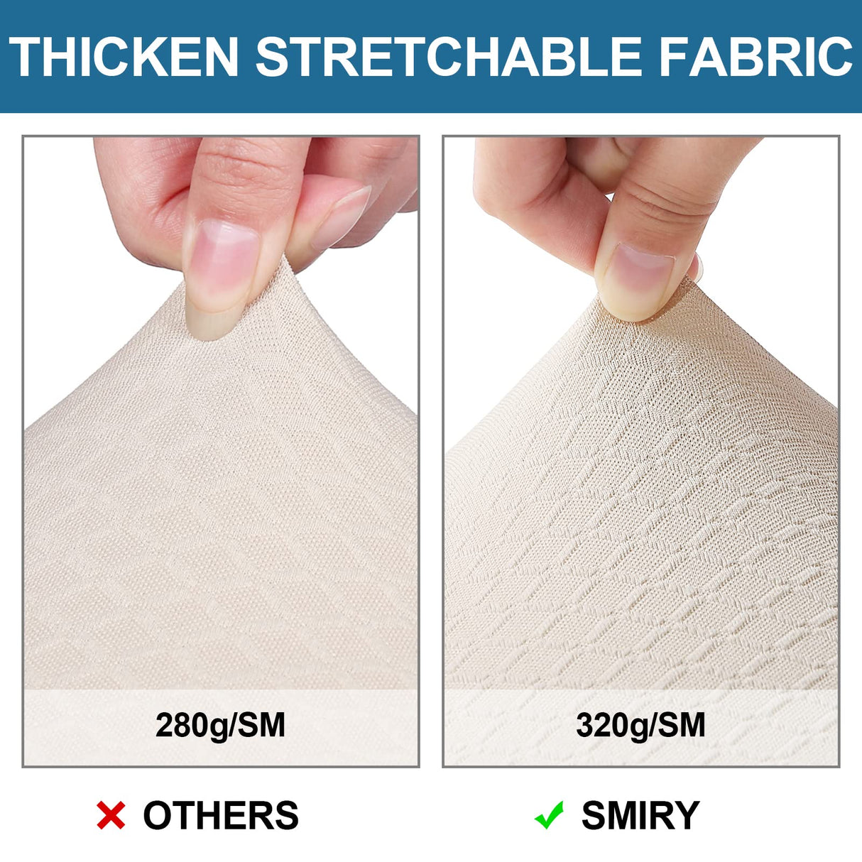 Smiry Waterproof Seat Covers for Dining Room Chairs Set of 4, Stretch Jacquard Removable Washable Chair Seat Slipcovers Protector, No Rear Covers, Beige Smiry