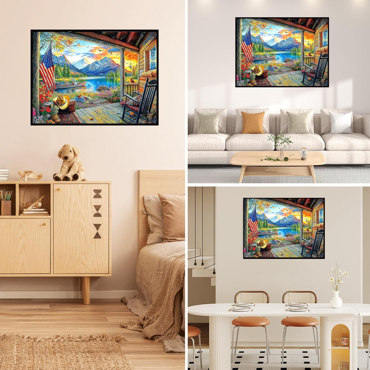 Diamond Art Kits for Adults Beginner- Lake Village Sunset DIY Modern Diamond Painting Kits 5D Diamond Dots Gem Art Crafts with Tools- Round Full Drill Funny Crafts for Home Wall Decor&Gift-12x16 inch Fairyland JinWenn