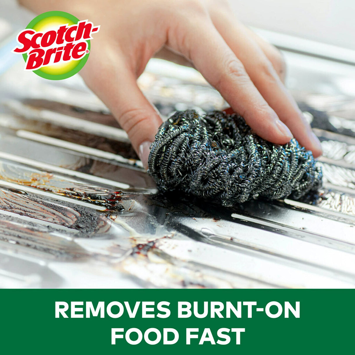 Scotch-Brite Stainless Steel Scrubber, Dish Scrubbers for Cleaning Kitchen and Household, Steel Scrubbers for Cleaning Dishes, 3 Scrubbers Scotch-Brite