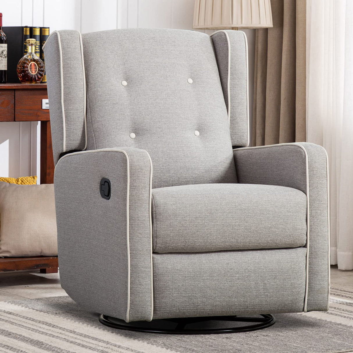 CANMOV Swivel Rocker Recliner Chair, Rocking Chair Nursery Glider Recliner, Manual Glider Chair for Nursery (Gray) CANMOV