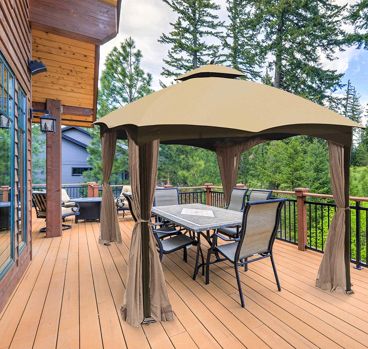 ontheway Replacement Canopy Top for Lowe's Allen Roth 10X12ft Gazebo #GF-12S004B-1 (Khaki) ontheway