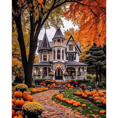 Halloween Paint by Numbers Kits for Adults - Painting by Numbers Kit Landscape, Fall Adults Paint by Number Kits on Canvas Without Frame Oil Painting Acrylic Paints for Home Wall Decor 16X20 inch
