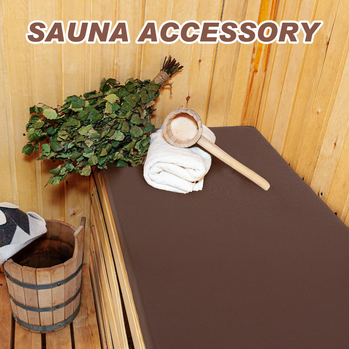 Tudomro Polyester Seat Cushion for Sauna Brown Seat Cushion for 2 Person Sauna Waterproof Sauna Mat 43 x 16 Inches Sauna Bench Accessories for Infrared Sauna Resting Spa Tudomro