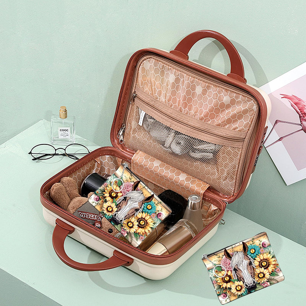 JZHYOAN DIY Diamond Art Purses and Wallets Handbags Wallet Keychain Coin Pouch Coin Purse with Zipper and Keyring Diamond Painting Small Coin Purse for Women Cards Keys Horse JZHYOAN