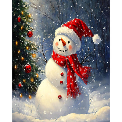 xackcme Snowman Paint by Numbers for Adults, Christmas Paint by Number on Canvas Without Frame, DIY Winter Oil Painting for Gift Home Wall Decor (16x20 inch)