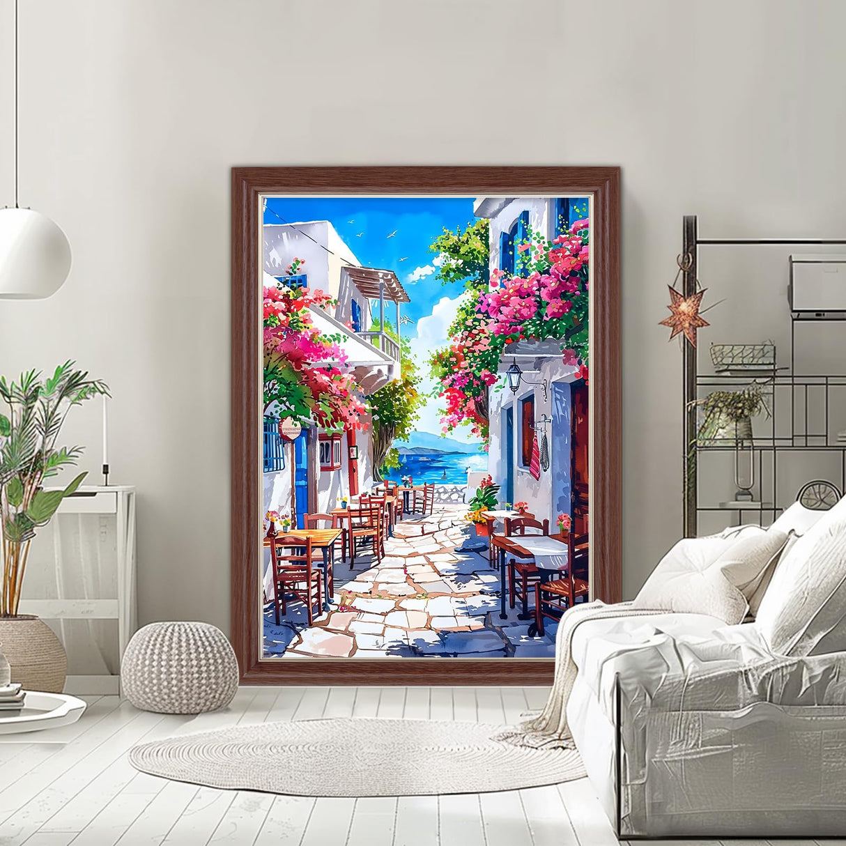 Lxmsja Scenery Diamond Art Kits for Adults, Flower Street DIY Full Drill Diamond Painting Kits for Beginners, 5D Gem Art Crafts for Adults, Home Wall Decor 12x16 inch Lxmsja