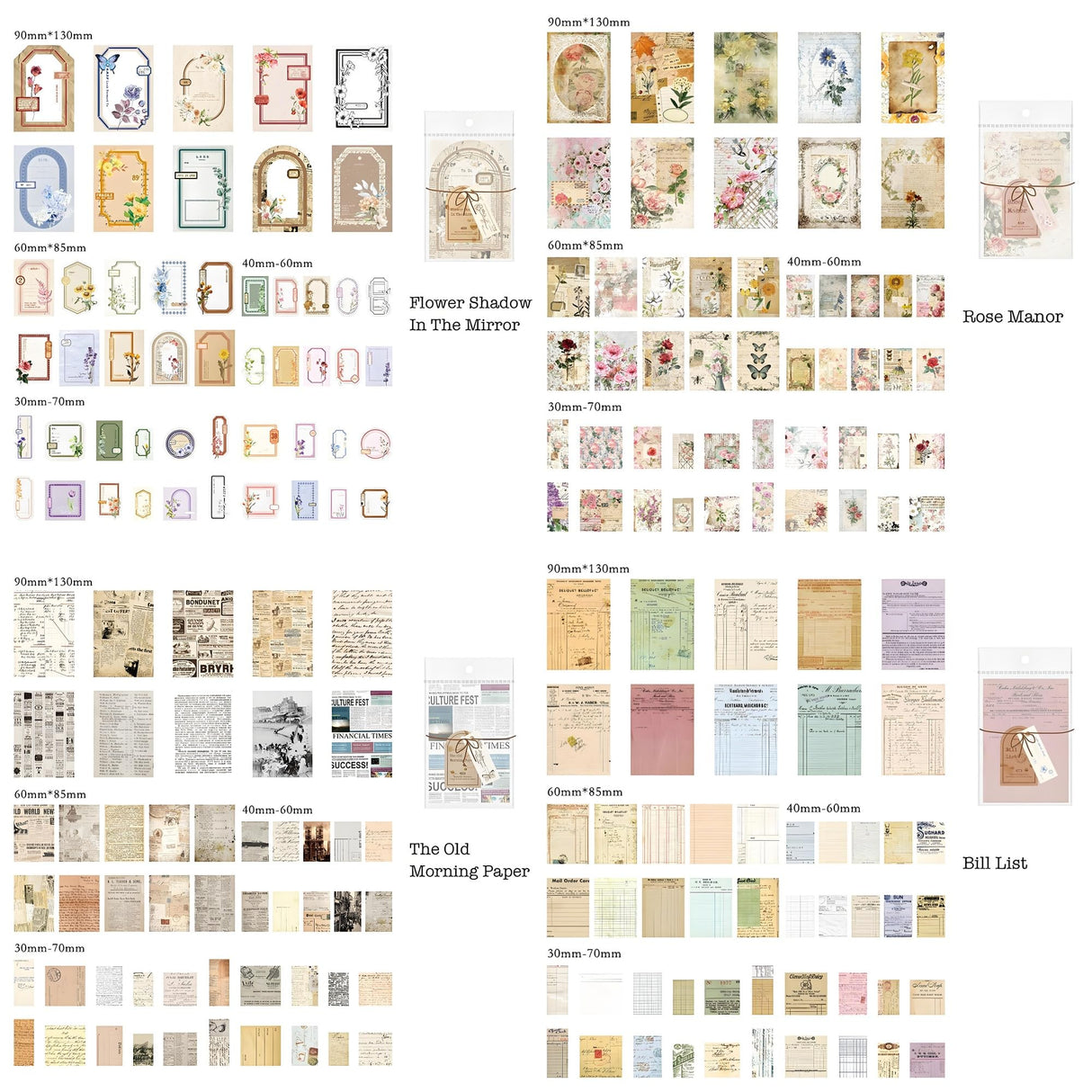 VIVIQUEN 400 Sheets Vintage Textured Scrapbook Paper Set – 4 Nature Themes Retro Mixed Special Paper for Scrapbooking Planner Bullet Junk Journal Supplies Collage Card Embellishment VIVIQUEN