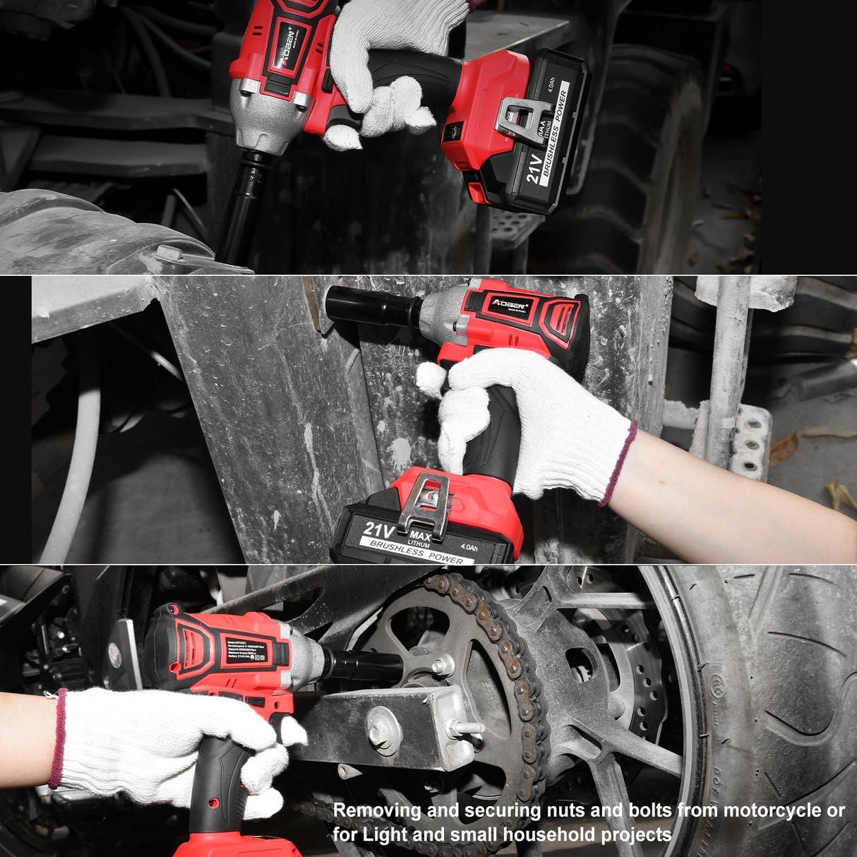 AOBEN Cordless Impact Wrench 1/2 inch,21V 300N.m Brushless Impact Gun with 2X 4.0Ah Battery,Charger & 6 Sockets,Electric Impact Wrench for Car Home (2 battery) Visit the Store AOBEN