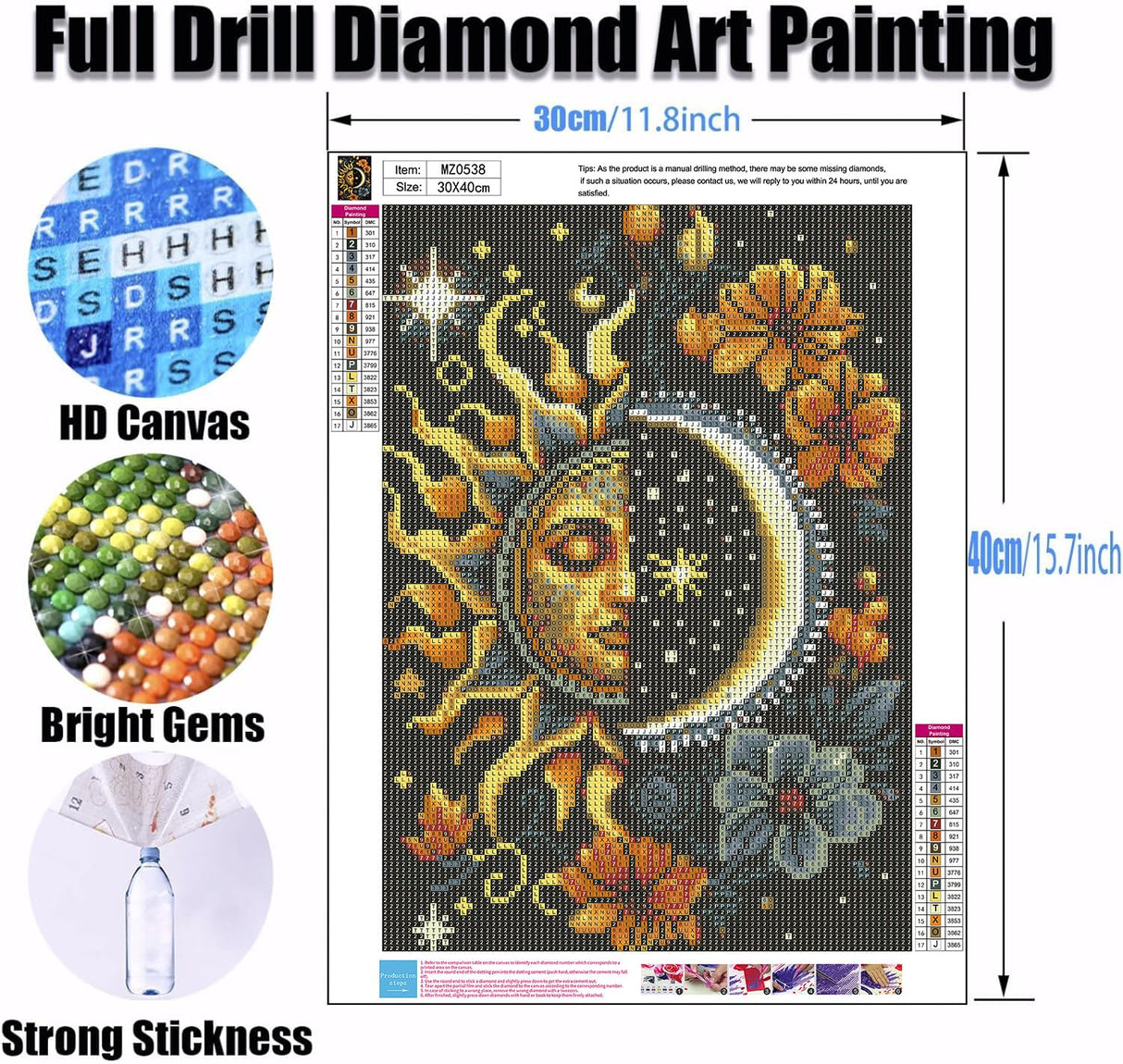 Ekuxom Sun and Moon Diamond Art Kits for Adults, Round Full Drill Diamond Painting Kits, Glow Diamond Art Dots Painting Gem Craft Wall Art Decor Gifts 12x16 inch Ekuxom