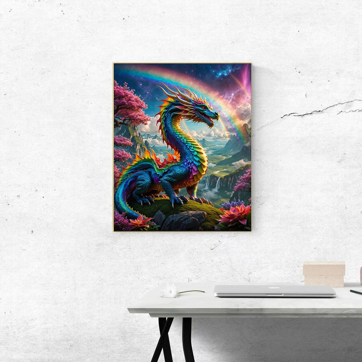 Dragon Paint By Numbers Kit For Adults Beginner Colourful Dragons Adult Paint By Number Kits Acrylic On Canvas Easy Oil Painting Kit Adults' Paint-By-Number Kits For Gift Home Wall Decor 16x20 Inch ldazao