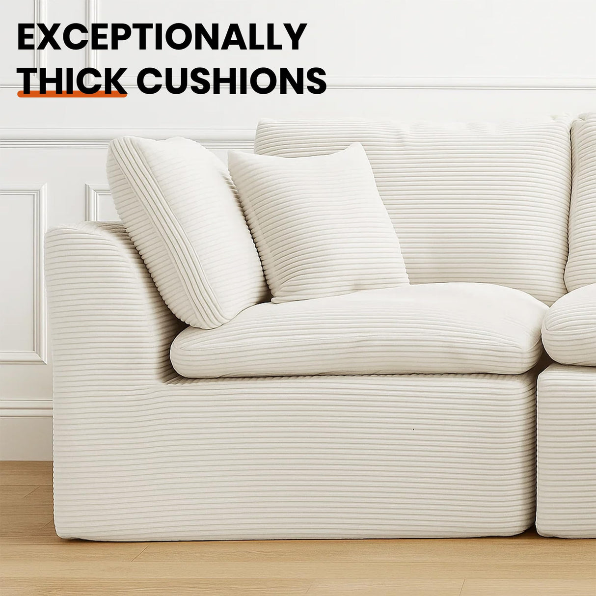 Oversized Cloud Couch Sectional for Living Room - 4 Seater Modular Sectional Sofa with Ottoman Convertible L/U Shaped Boneless Design Warm Couches & Sectionals MastonHome