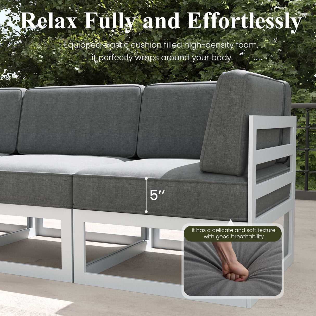 LayinSun 11 Pieces Modern Aluminum Patio Furniture Set with Coffee Table, Outdoor Modular Sectional Conversation Set L-Shaped Sofa for Backyard LayinSun