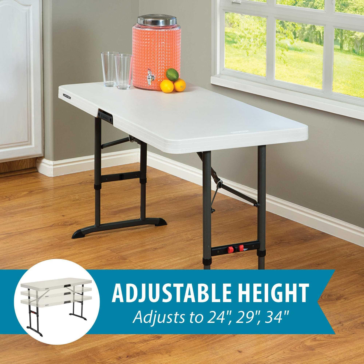LIFETIME 80387 4-Foot Commercial Adjustable Folding Table, Almond Lifetime