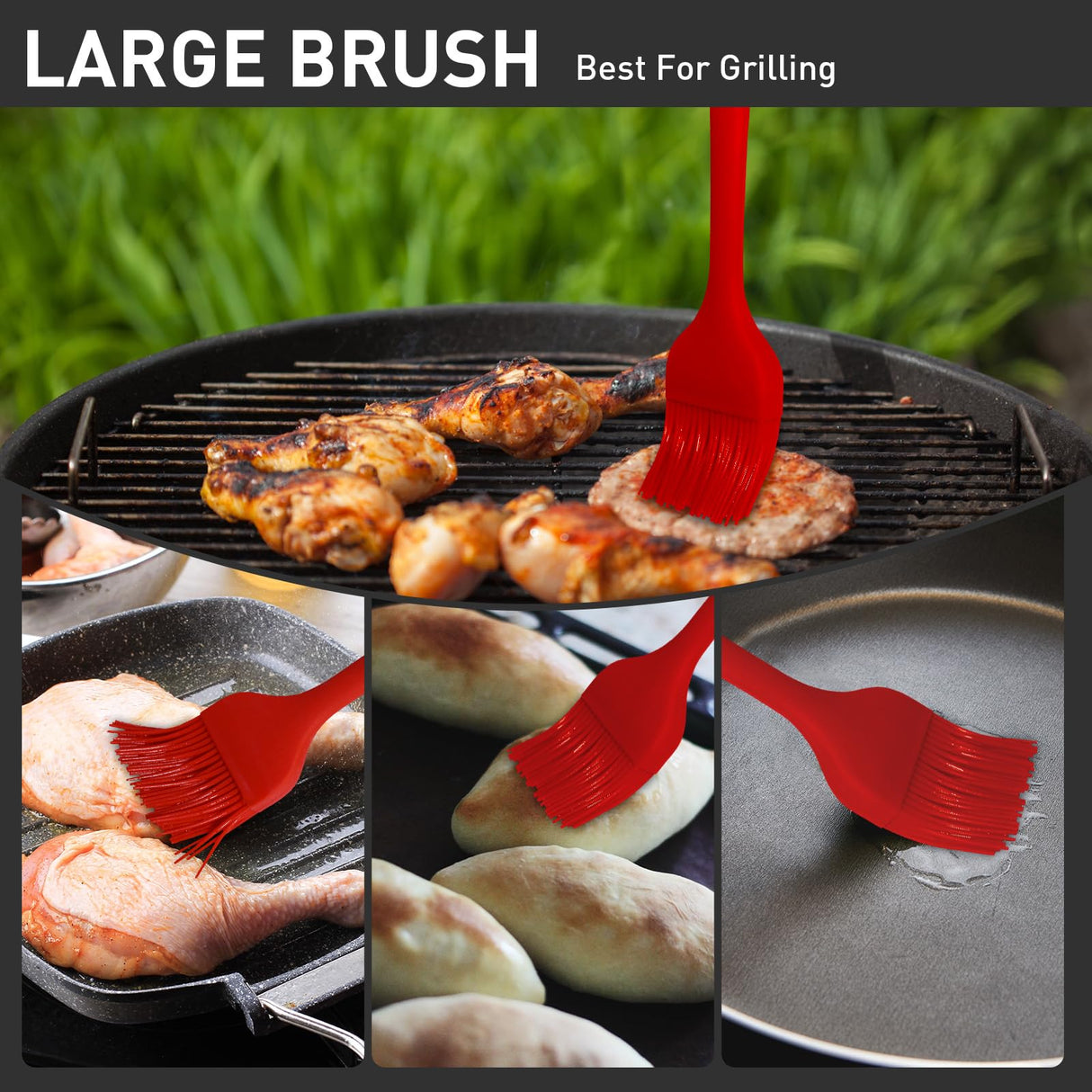 Begonia Silicone Basting Pastry Brush-2pcs Heat Resistant Cooking Brush for Oil, Sauce, Butter, BBQ, Grill and Marinade, BPA Free, Dishwasher Safe Begonia
