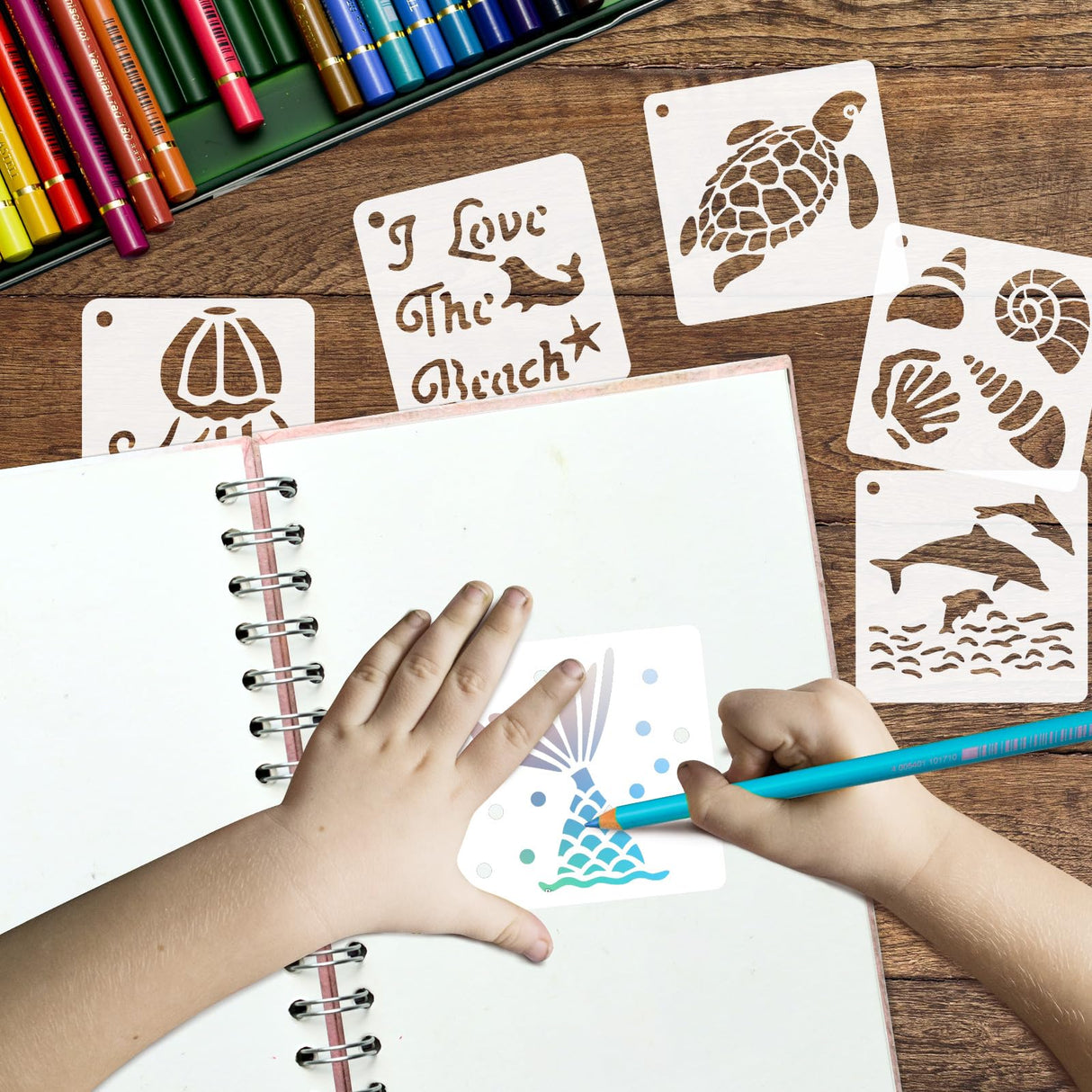 80 Pcs Ocean Animal Painting Stencils Reusable Sea Stencils for Painting on Wood Rocks Canvas Fabric Glass Pottery 2x2 Inch CH HAICHENG