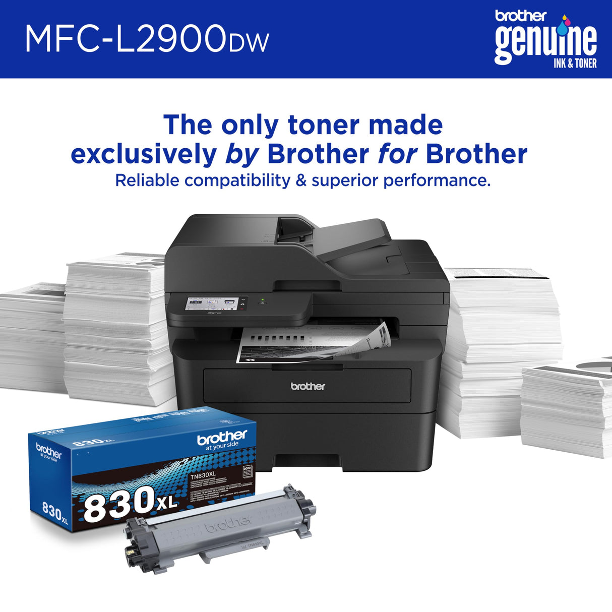 Brother MFC-L2900DW Wireless Compact Monochrome All-in-One Laser Printer with Duplex Copy & Scan, Fax, Black & White | Includes Refresh Subscription Trial(1), Amazon Dash Replenishment Ready Brother