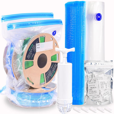 OVV3D Filament Storage Bags Kit 66pcs, 3D Printer Filament Storage 30 Bags Vacuum Sealed Kit with 30pcs Desiccant, Hand Pump, Perfect for 3D Filament Storage or Using After Filament Dryer Box