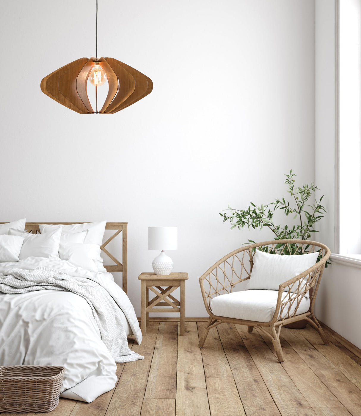 ELEIPSE Wood Pendant Light | Mid Century Modern Chandelier | Hanging Lamp | Wood Chandelier Lighting | Modern Light Fixture | Modern Pendant Light DEZAART