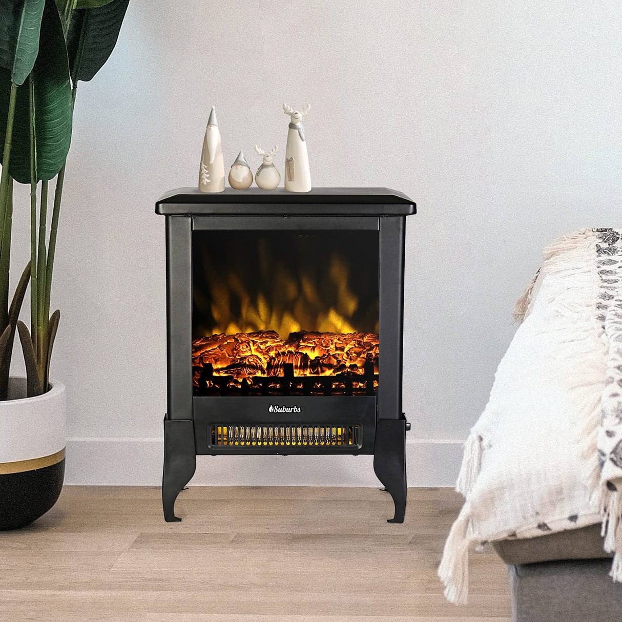 TURBRO Suburbs TS17 Compact Electric Fireplace Stove, 18” Freestanding Stove Heater with Realistic Flame - CSA Certified - Overheating Safety Protection - for Small Spaces - 1400W TURBRO