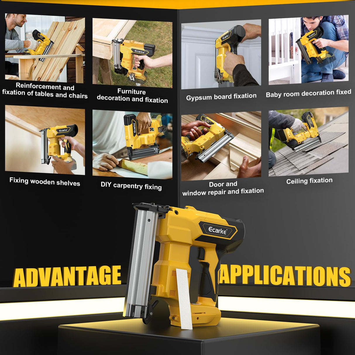 18GA Cordless Brad Nailer for Dewalt 20V MAX Battery: Electric Brad Nail Gun with 18 Gauge Nails for Upholstery Woodworking - Brushless- 2 Mode - 5/8 to 1-1/4 Inch - Tool Only Ecarke