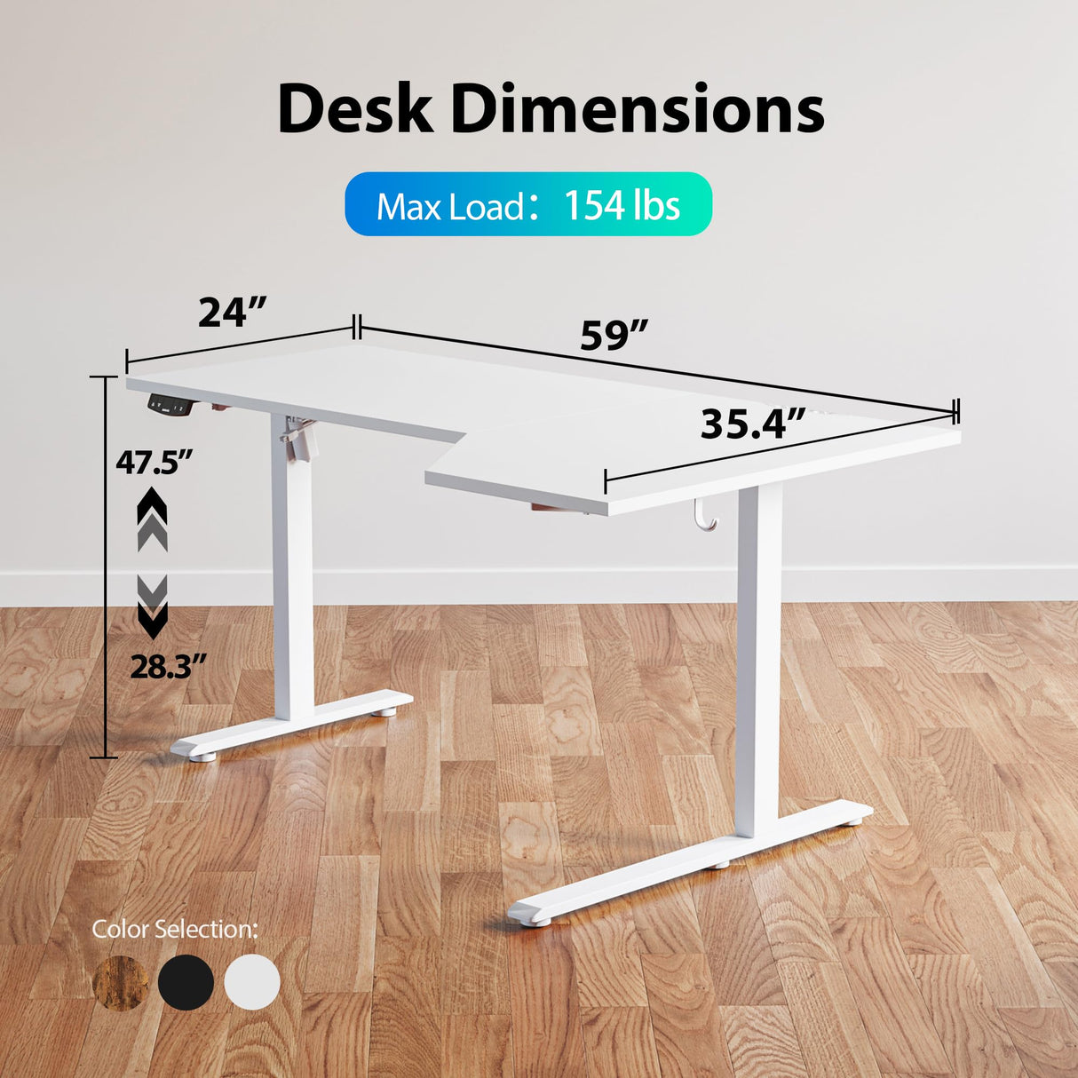 Agilestic Electric Standing Desk, L-Shaped 59 Inches Height Adjustable Desk, Sit and Stand up Desk for Work Office Home, Ergonomic Rising Computer Table for Home Office with Splice Board, White Agilestic
