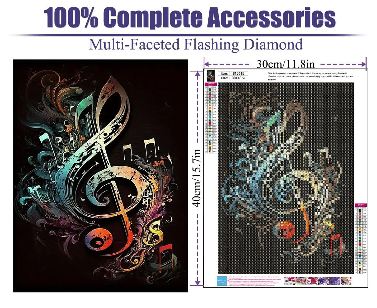 BOHADIY Diamond Painting Kits for Adults Music Diamond Art Kits for Adults,5D Painting Music DIY Full Drill Diamond Painting Gem Art and Crafts 12x16inch BOHADIY