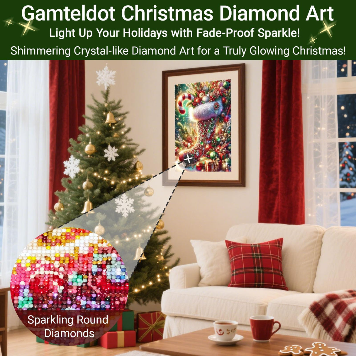 Gamteldot Christmas Diamond Art Kits for Adults Beginners,DIY Christmas Diamond Art 5D Full Drill Diamond Dots Diamond Painting with Full Tools,Funny Gem Art Crafts for Home Wall Decor Gift-12x16in Gamteldot