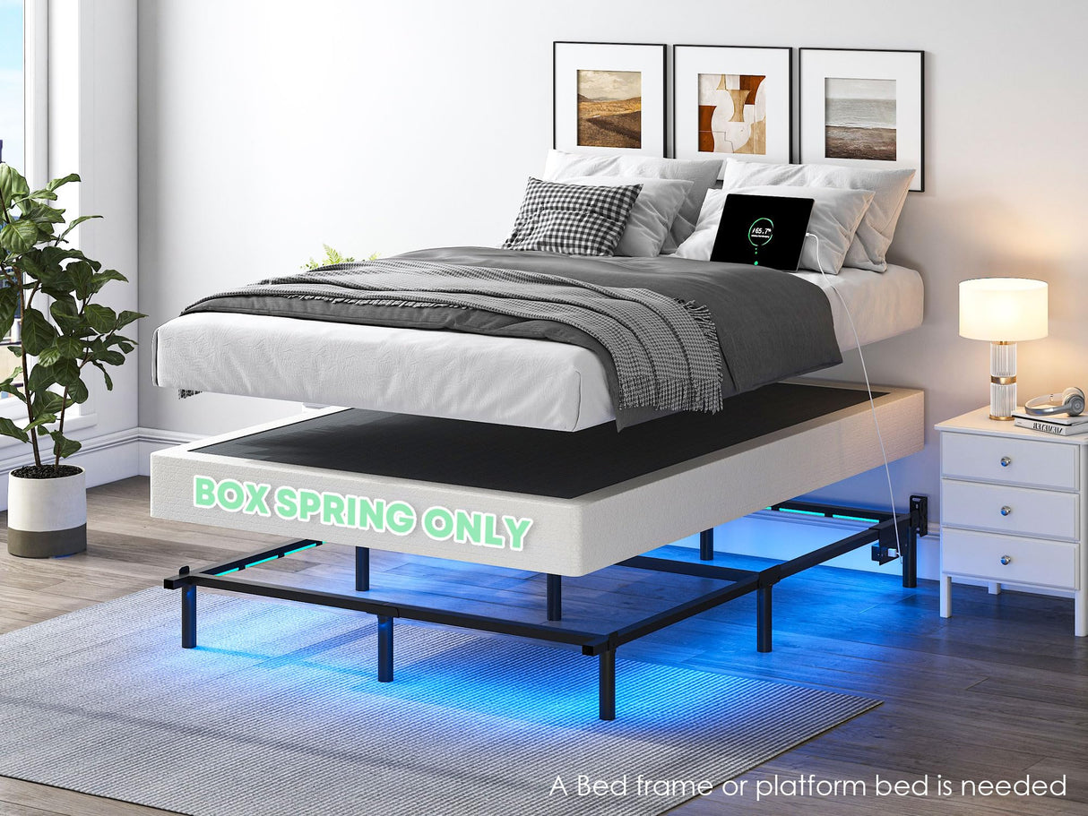 QEROMY 9 Inch High Profile Box Spring, Sturdy Metal Frame Mattress Foundation, Easy Assembly, Quiet & Noise-Free, Full Size QEROMY