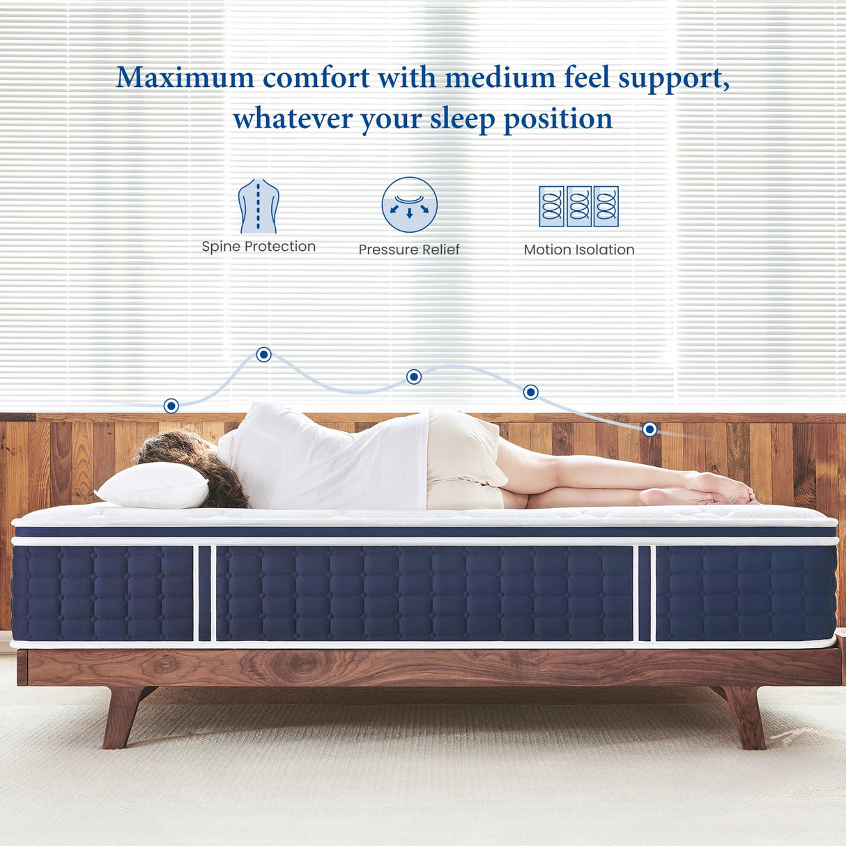Coolvie King Mattress, 12 Inch Mattress in a Box King Size, Hybrid Construction Individual Pocket Springs with CertiPUR-US Certified Foam, Cooler Sleep with Pressure Relief and Support Coolvie
