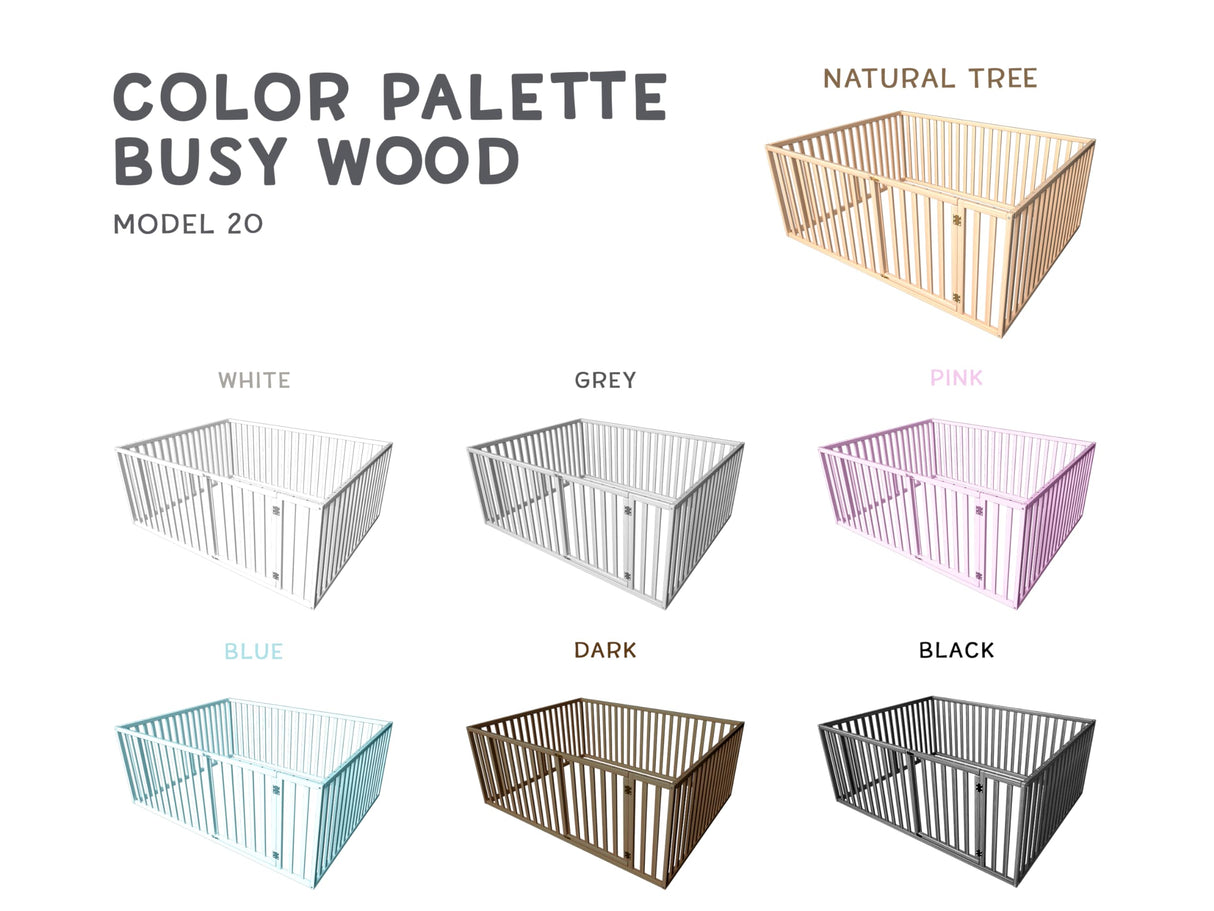 BUSYWOOD Montessori Floor Bed with Rails - Kids Bed Frame - Floor Bed Frame Toddler - Toddler Bed - Montessori Bed - Toddler Floor Bed - Montessori Floor Bed - Toddler Bed Frame (Model 6.3, Floor bed) BUSY WOOD