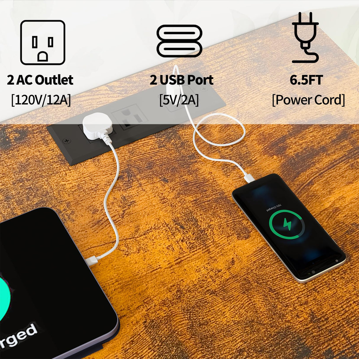 Dresser for Bedroom, Dresser with Hanging Rack Led Lights and Charging Station, Bedroom Dresser with 5 Fabric Chest of Drawers with PU Finish Storage Organizer, for Living Room Kids Room Closet, Brown SOOWERY