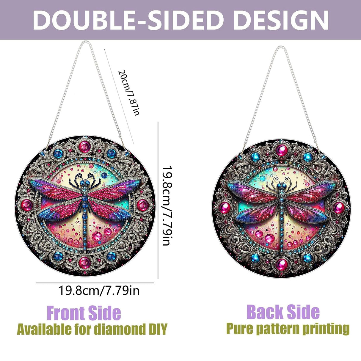 AIBOERL Dragonfly Diamond Art Kits for Adults, Special Shaped Diamond Painting DIY Acrylic Diamond Painting Kits Window Pendants Home Garden Wall, 5D Gem Art Ornament Kit Double Sided (7.8x7.8 inch) AIBOERL