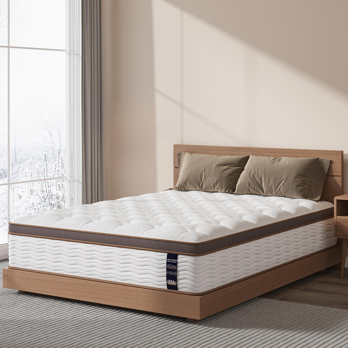 Sleepmax Plush King Mattress 14 Inch - Luxury Hybrid Mattress Posture Support - 6-Layer Design for Back Pain Relief - Soft Bed in a Box - Fiberglass Free, CertiPUR-US Certified, 365-Night Trial Sleepmax