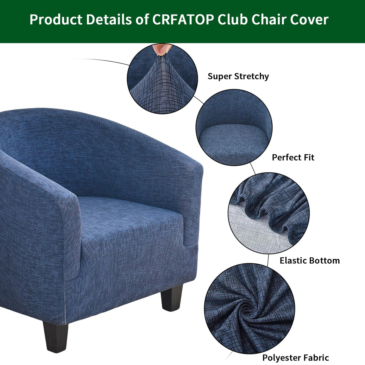 CRFATOP Soft Club Chair Slipcover Stretch Barrel Chair Covers Printed Tub Chair Slipcovers Round Couch Covers Spandex Armchair Sofa Cover Removable Furniture Protector for Living Room,02 CRFATOP