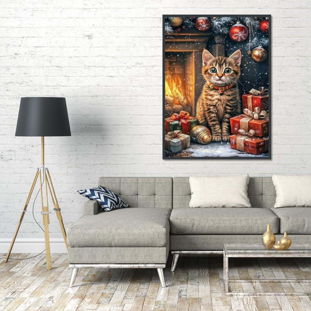 MRMIOOM 5D Christmas Diamond Art Kits for Adults, DIY Christmas Cat Diamond Painting Kits, Full Round Drill Painting Kit Art and Crafts for Adult Home Wall Decor 12 X 16inch MRMIOOM