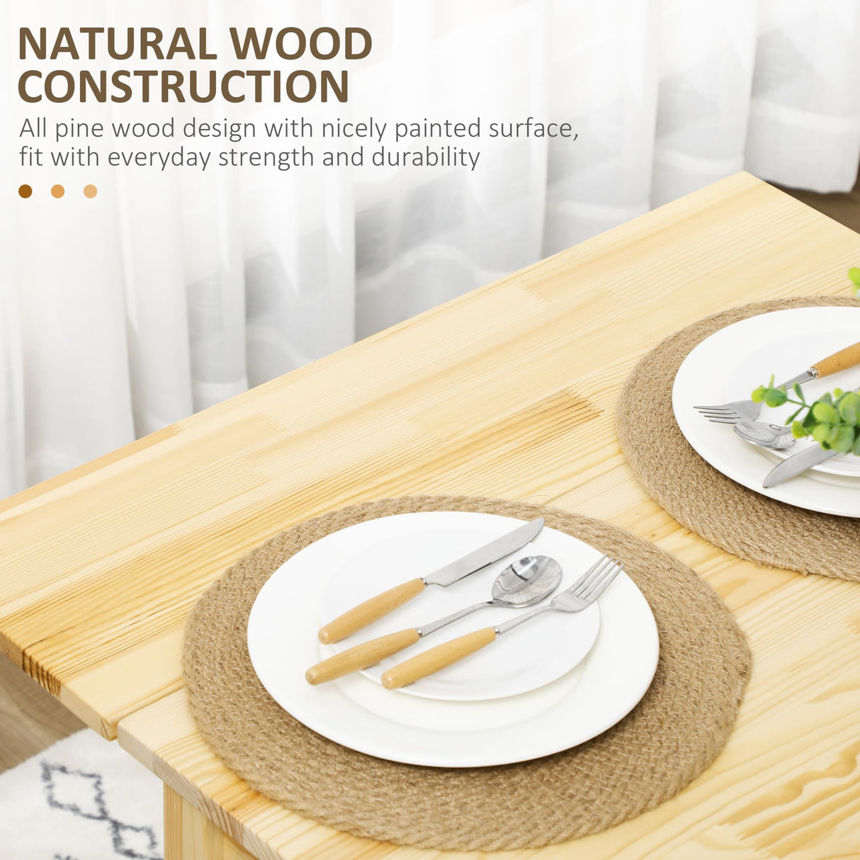 HOMCOM Folding Dining Table, Pine Wood Drop Leaf Table, Foldable Kitchen Table for Small Spaces, Natural HOMCOM