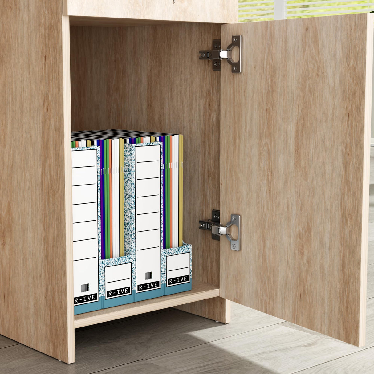 TUSY Modern Reception Desk with Storage Drawers, 55.1" Office Counter with Power Outlets, Contrast Color Secretary Table, Front Desks for Salon, Lobby – White (55.1" W x 23.6" D x 43.3" H) TUSY