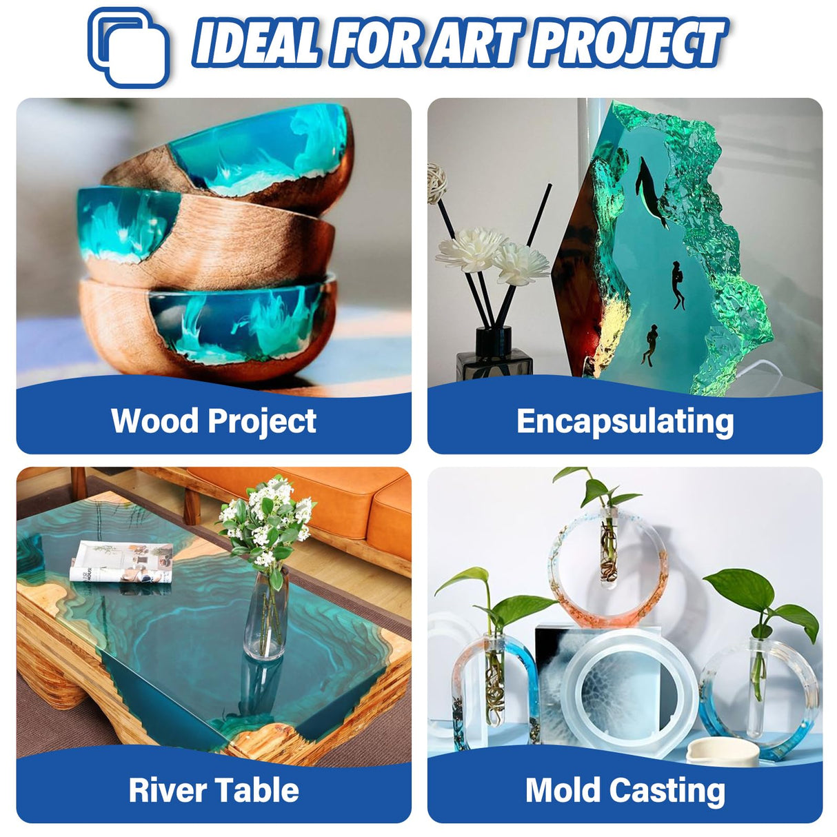 Deep Pour Epoxy Resin 51OZ, Shabebe 2024 Upgarde Epoxy Resin for 2-4" Pour Depths, Bubble Free & High-Gloss Art Resin, 2:1 Food Safe Casting Resin for DIY Molds, River Table,Wood,Bar Tops, Countertops Shabebe