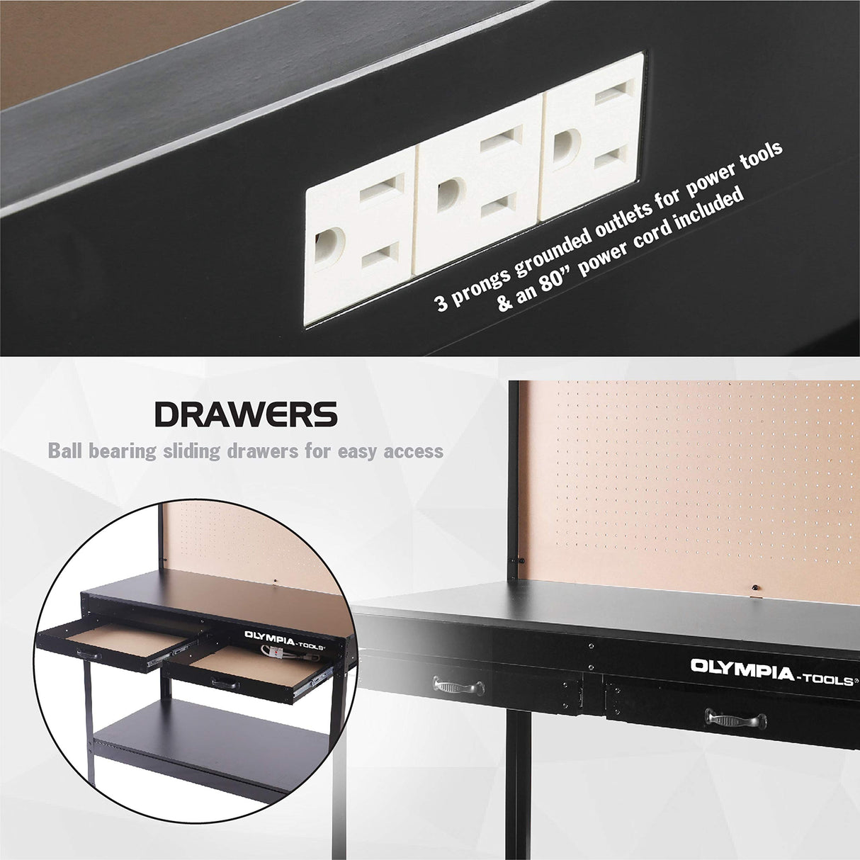 Olympia Tools Multi-Purpose Workbench With Light, 82-802 , Black Olympia Tools