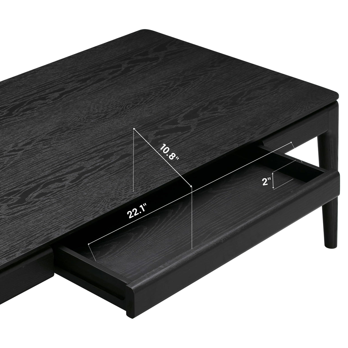 NTC Mingle Modern Wooden Rectangle Coffee Table with Hidden Drawer – Waterproof & Heat Resistant, Burnt Black NTC