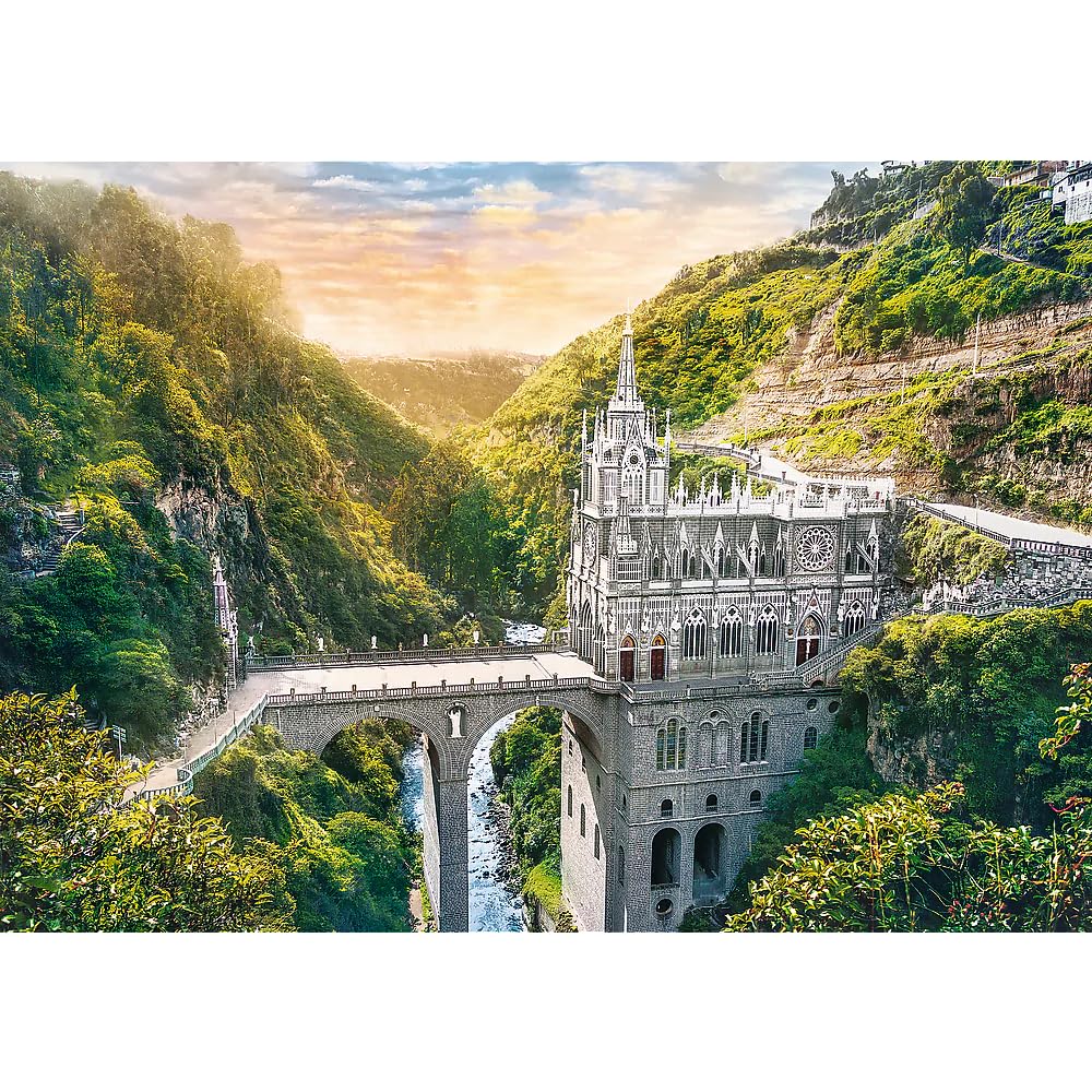 Trefl Las Lajas Sanctuary, Colombia 1000 Piece Jigsaw Puzzle Red 27"x19" Print, DIY Puzzle, Creative Fun, Classic Puzzle for Adults and Children from 12 Years Old Trefl