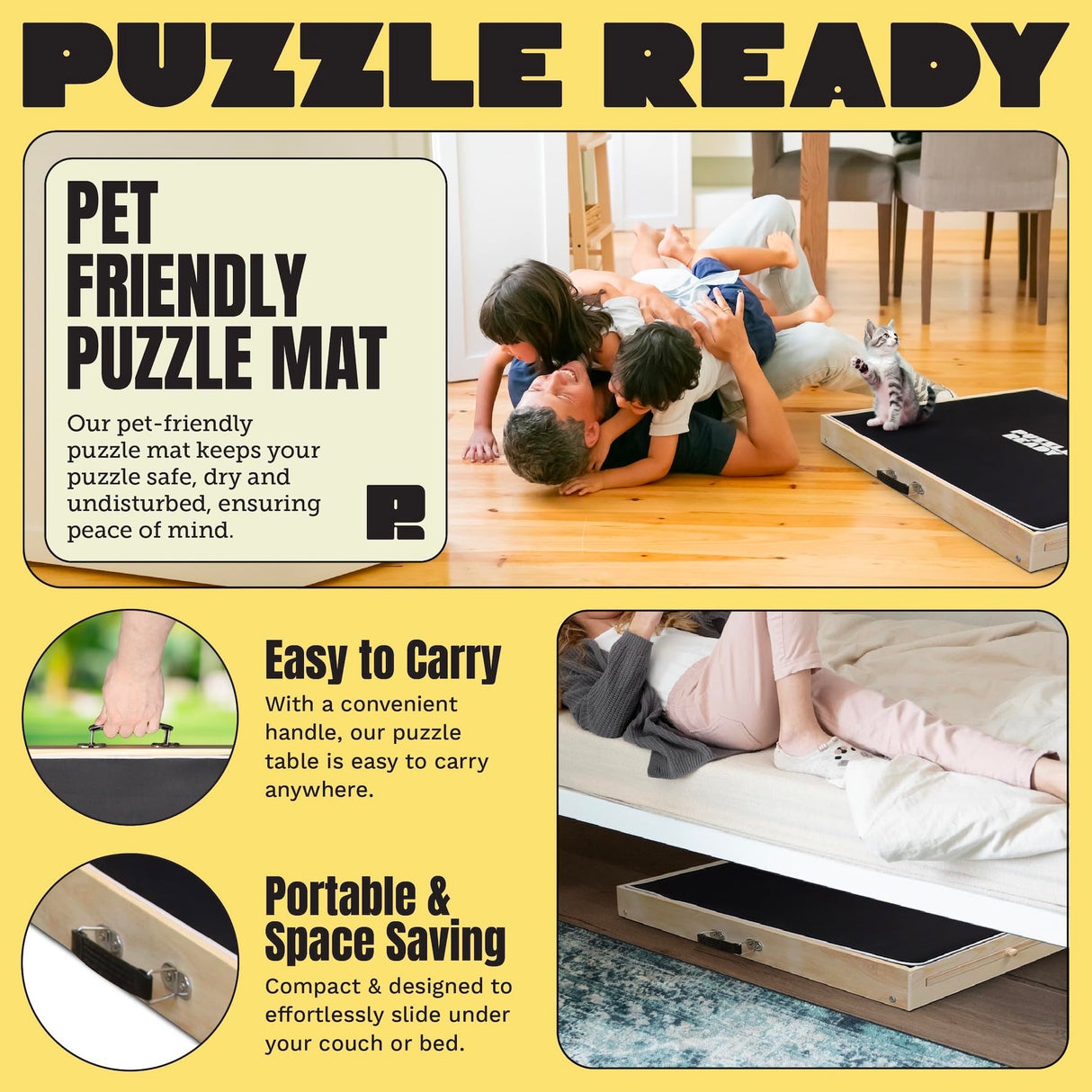 Puzzle Board Tilting with Drawers & Cover Mat - 1000 Pieces Wooden Jigsaw Puzzle Table - 24”x30” Portable Puzzle Board - 3 Tilting Angles & Felt Working Surface - Puzzle Ready Puzzle Ready