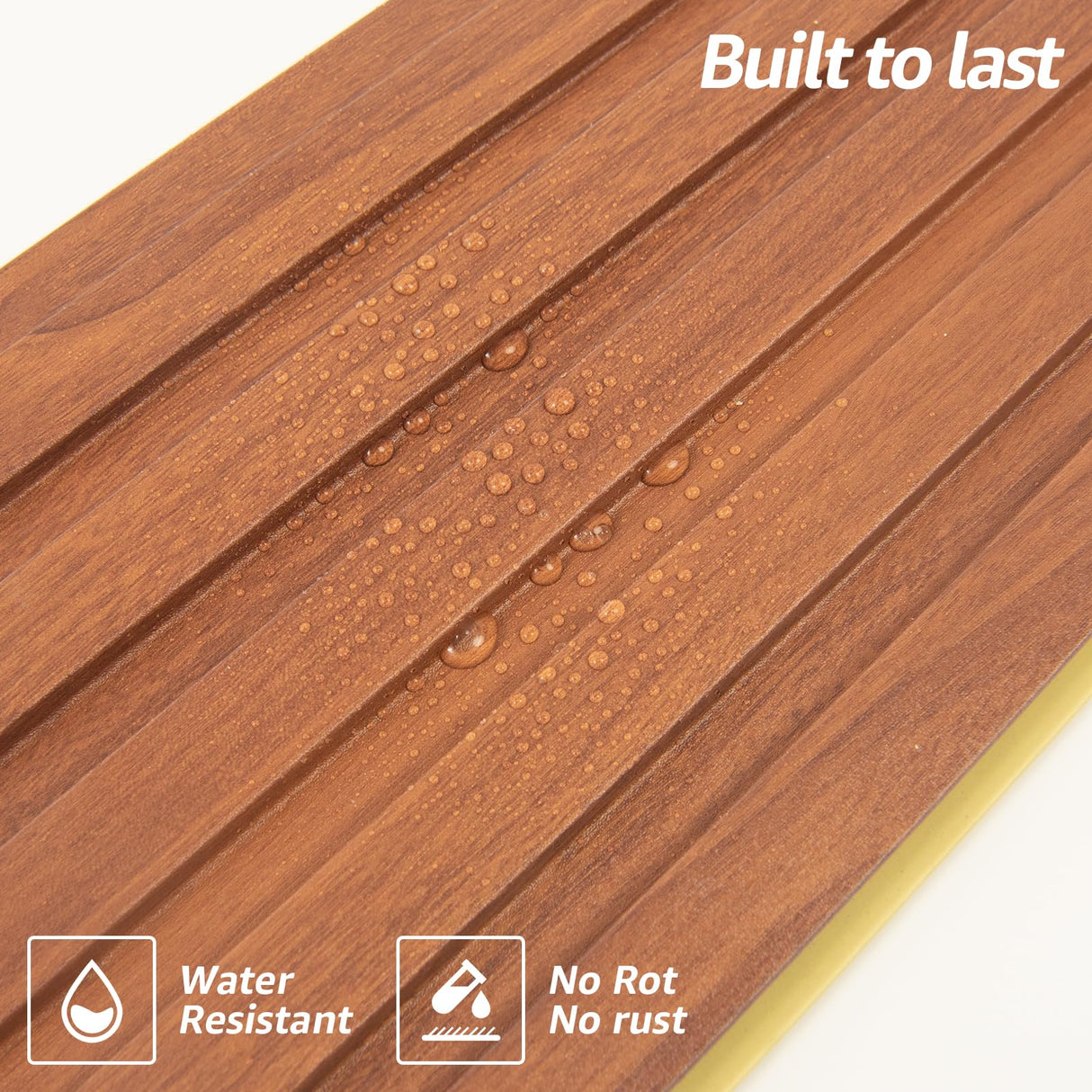 Art3d WPC Slat Wall Panels, 8-Pack 108 x 6 Inch 3D Wall Accents for Interior Wall Decor, Living Room, Bedroom, Teak Art3d