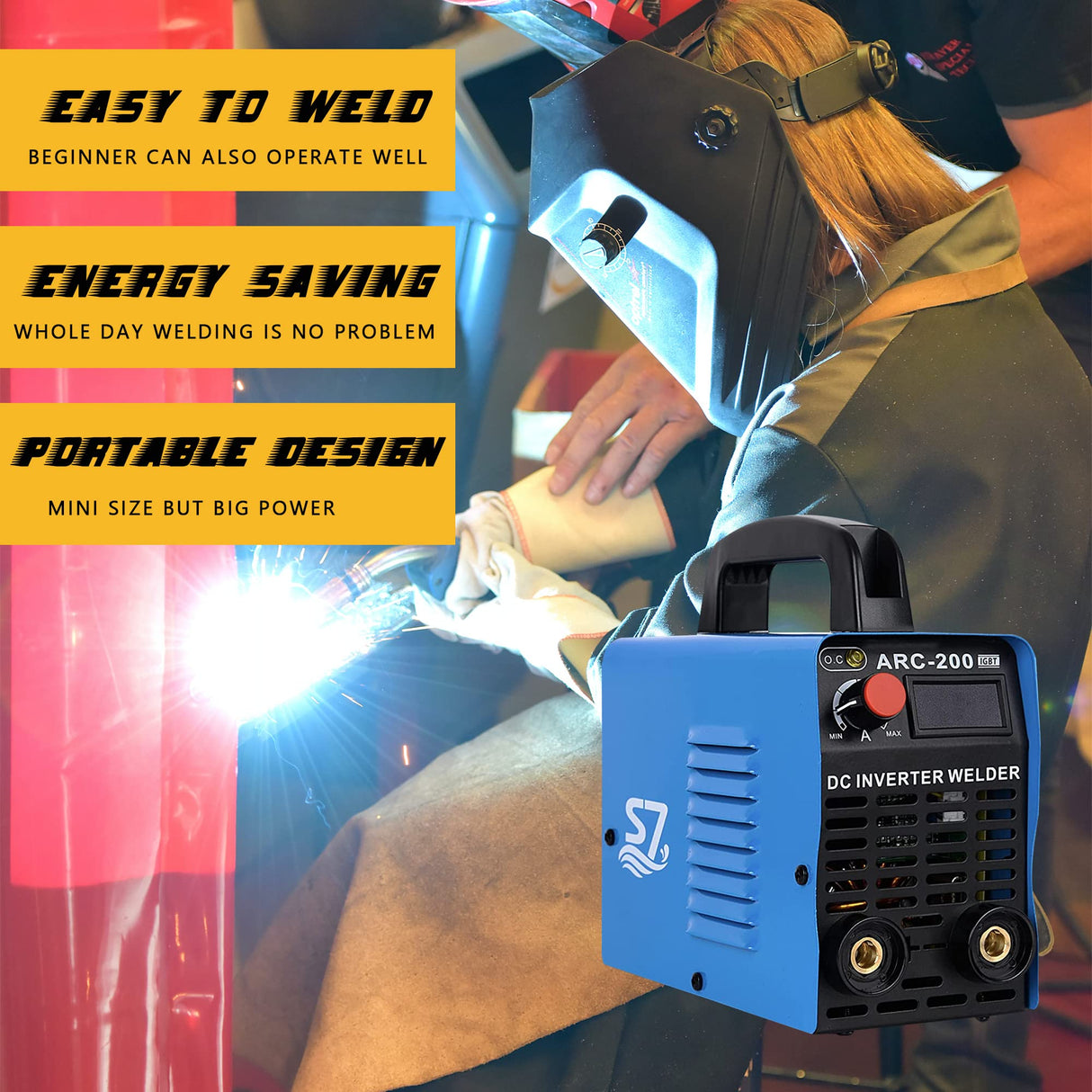 ARC Welder, 200Amp 110V Welding Machine IGBT Inverter Hot Start Portable Welder With LCD Display, Fits 4.2 MM Welding Rod Equipment With Accessories Hiweld