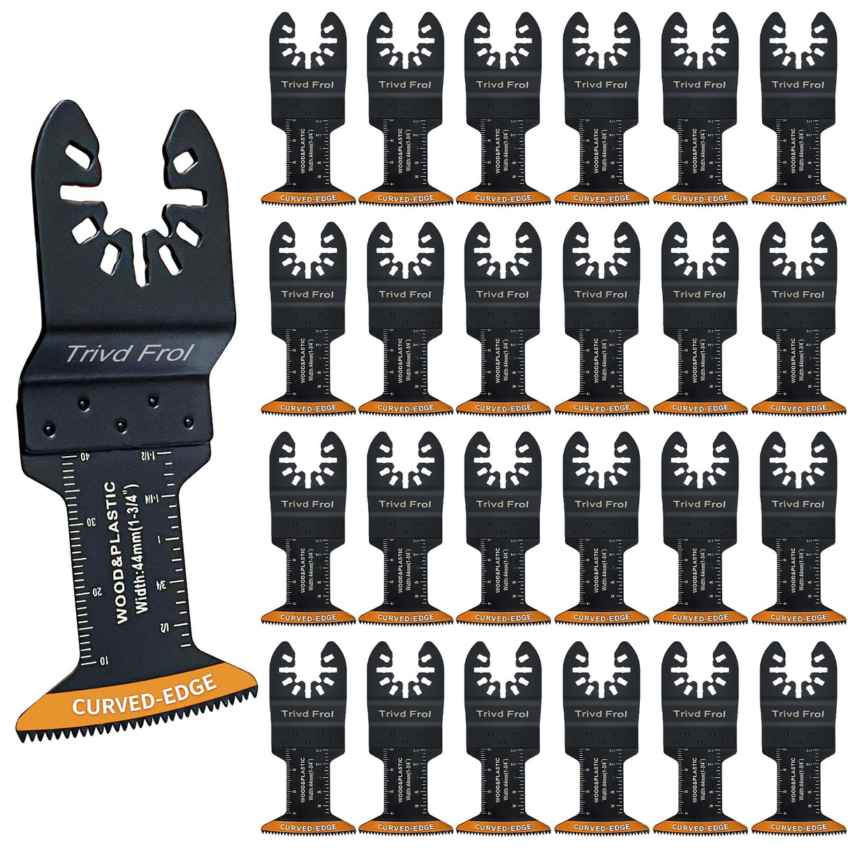 Trivd Frol 100Pcs Curved-Edge Oscillating Tool Blades Professional Universal Oscillating Saw Blades Wood Multitool Blades Compatible with Dewalt, Milwaukee, Ryobi, Rockwell, Bosch Trivd Frol