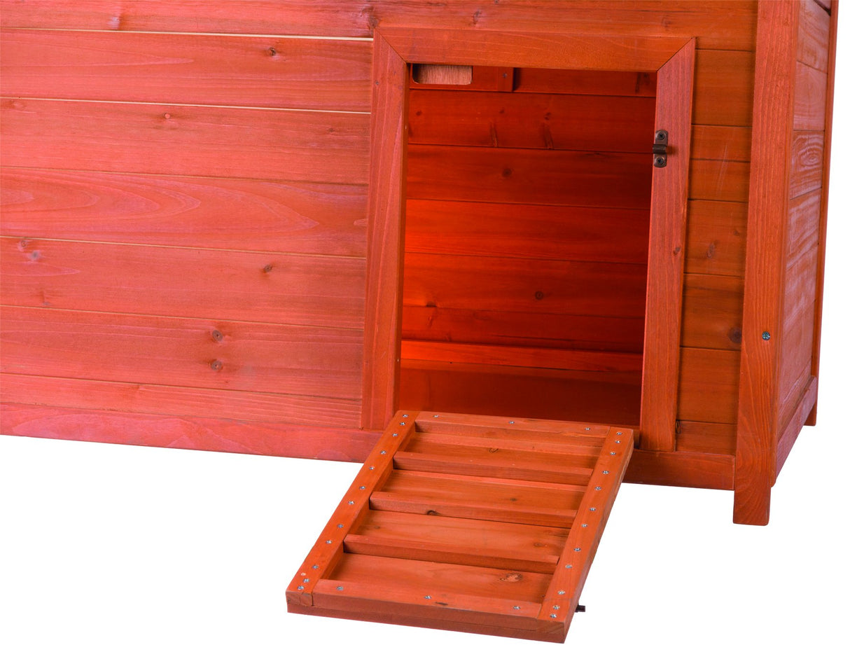 TRIXIE Natura Duck Coop with Ramp, Pull-Out Tub, Hinged Roof, Brown, 36x30x27 TRIXIE
