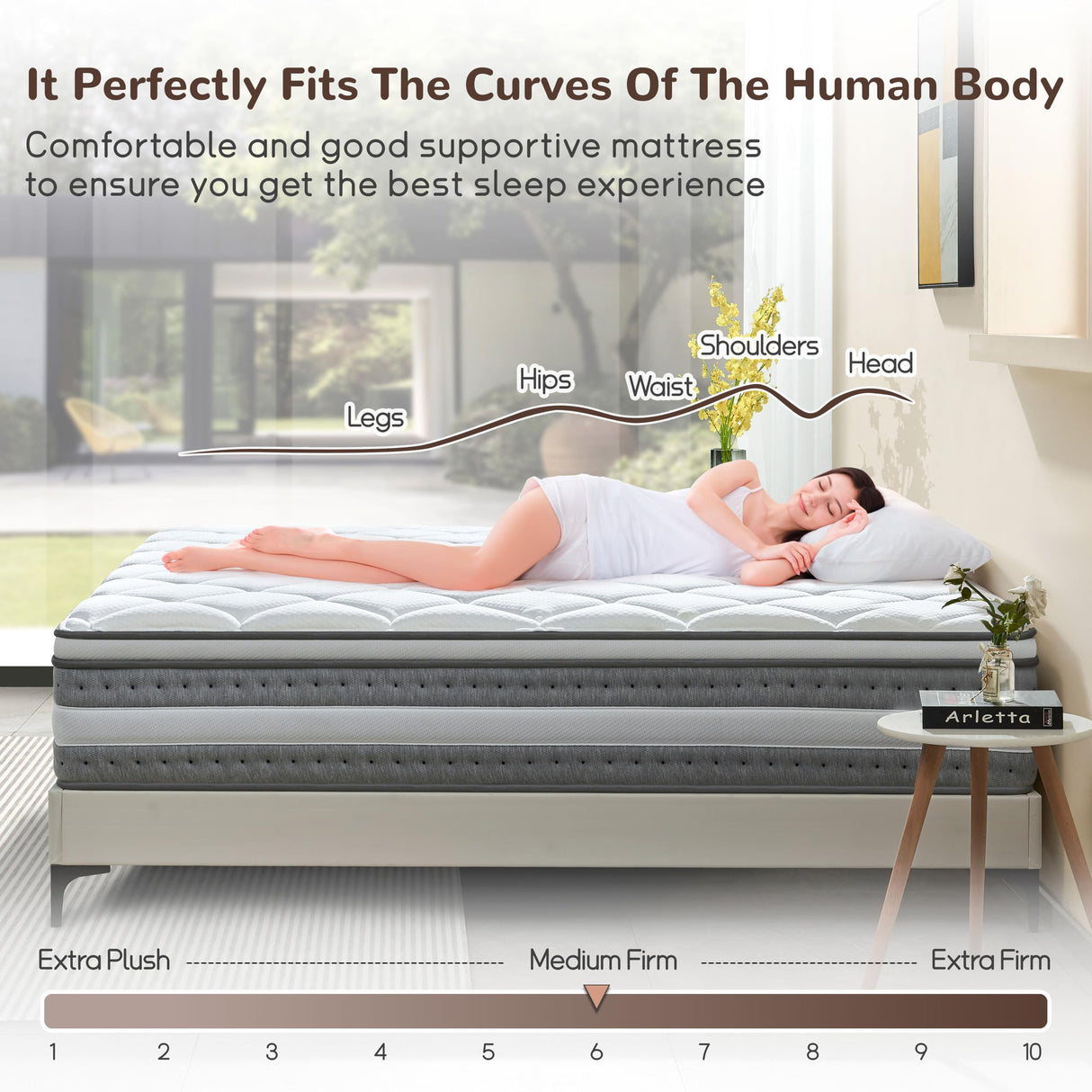 Naruchu Queen Mattress, 14 Inch Hybrid Mattresses in a Box, Individually Wrapped Pocket Coils for Isolate Motion, Gel Memory Foam, Medium Firm Support, Pressure Relief, CertiPUR-US Naruchu